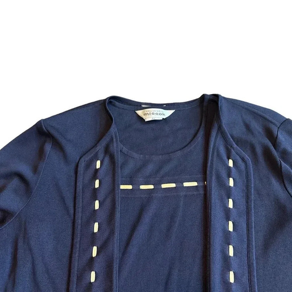 Exclusively Misook Two Piece Cardigan Tank Top Shirt Set Size Medium Women's - Picture 2 of 13